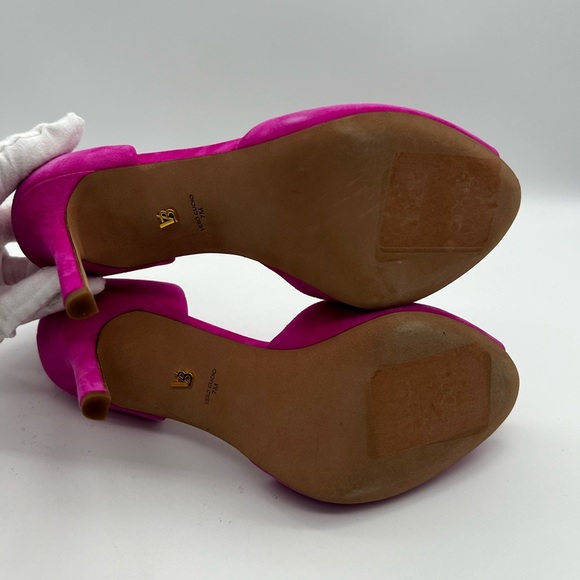 Veronica Beard Gadot Suede Peep Toe Pumps in Fuschia Size 7 US Floor Model $395 - Picture 6 of 11